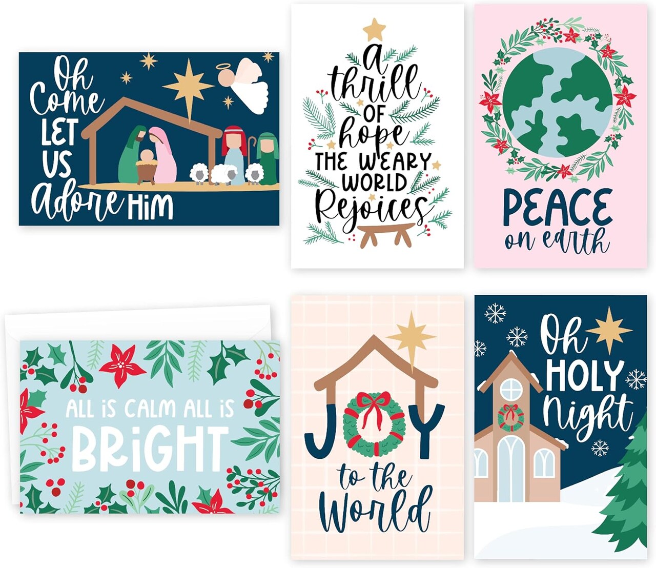 24 Religious Christmas Cards With Envelopes Christian Christmas Cards With Envelopes - Nativity Christmas Cards With Envelopes Religious Christmas Cards Bulk, Blank Merry Christmas Cards Religious